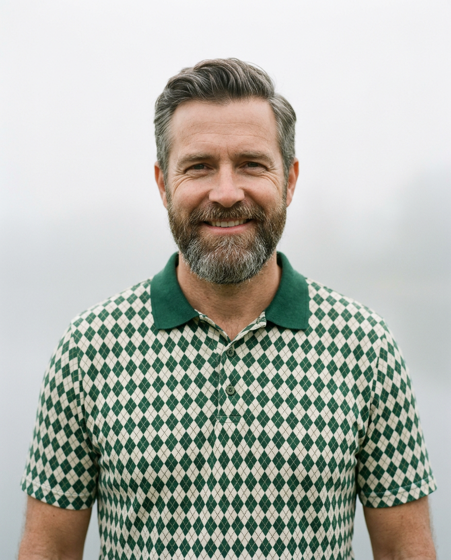 Sample: a friend nicknamed Big Mulligan in the argyle trip shirt