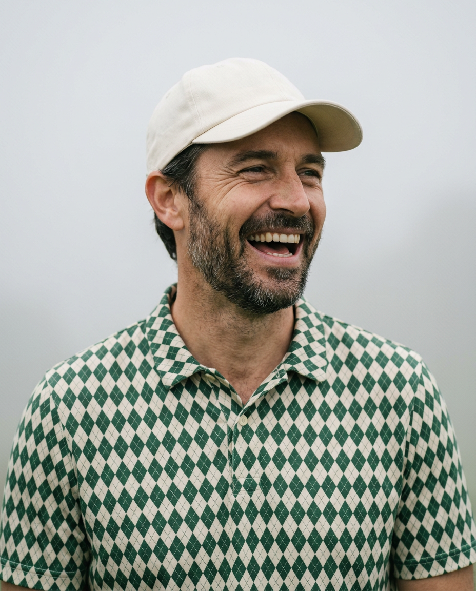 Sample: a friend nicknamed Three-Putt in the argyle trip shirt