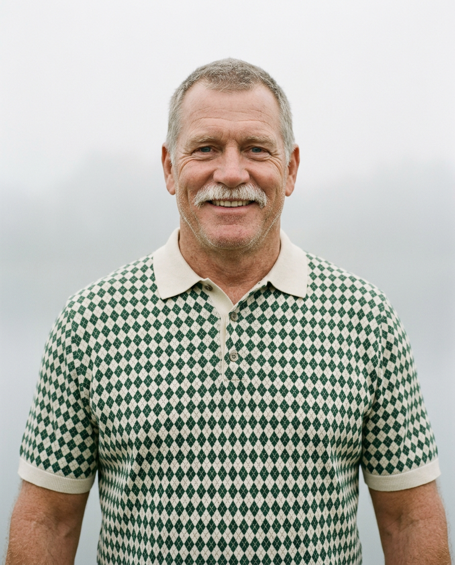 Sample: a friend nicknamed Old Tom in the argyle trip shirt